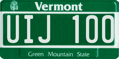 VT license plate UIJ100