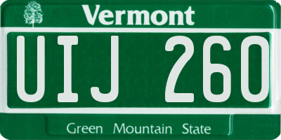 VT license plate UIJ260