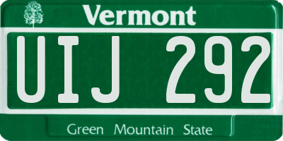 VT license plate UIJ292