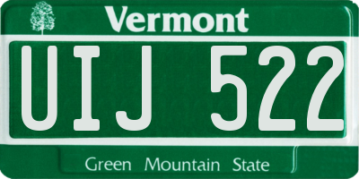 VT license plate UIJ522
