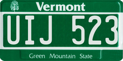 VT license plate UIJ523