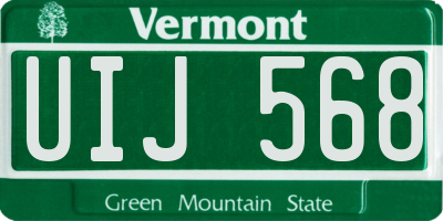 VT license plate UIJ568