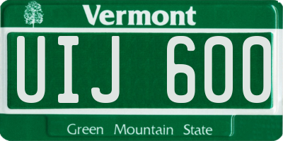 VT license plate UIJ600