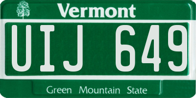 VT license plate UIJ649