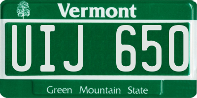 VT license plate UIJ650