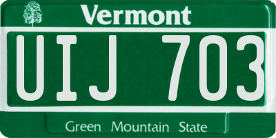 VT license plate UIJ703