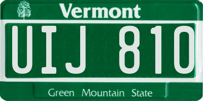 VT license plate UIJ810