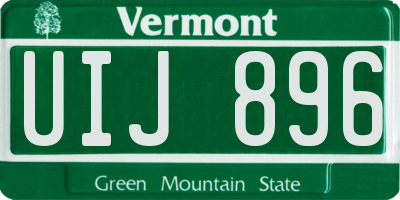 VT license plate UIJ896