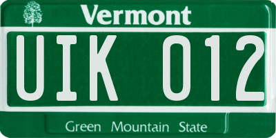 VT license plate UIK012