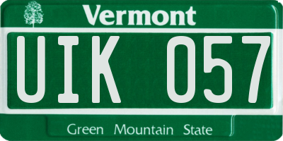 VT license plate UIK057