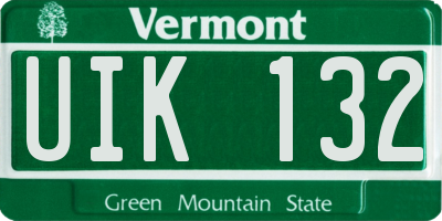 VT license plate UIK132
