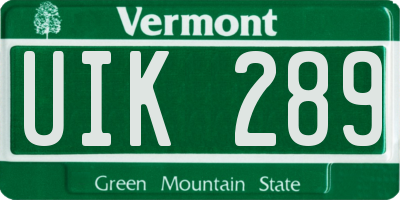 VT license plate UIK289