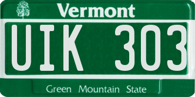 VT license plate UIK303