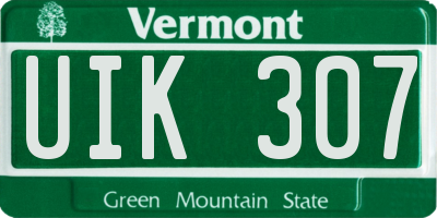 VT license plate UIK307