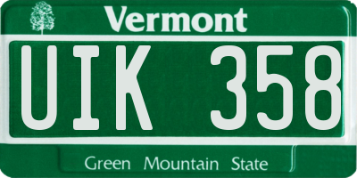 VT license plate UIK358