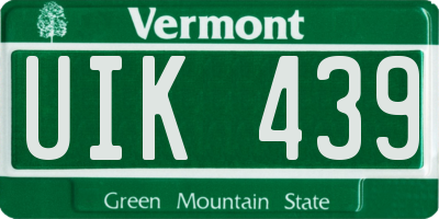 VT license plate UIK439