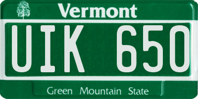 VT license plate UIK650