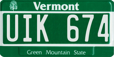 VT license plate UIK674