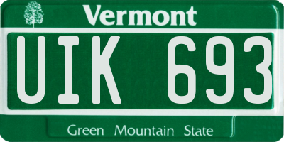 VT license plate UIK693