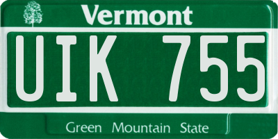 VT license plate UIK755