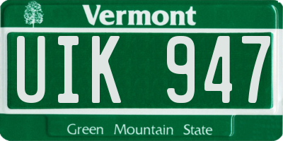 VT license plate UIK947