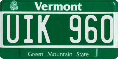 VT license plate UIK960