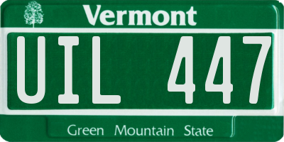 VT license plate UIL447