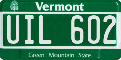 VT license plate UIL602