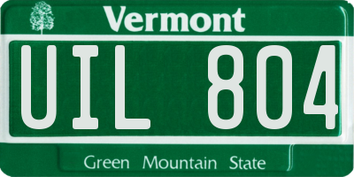 VT license plate UIL804