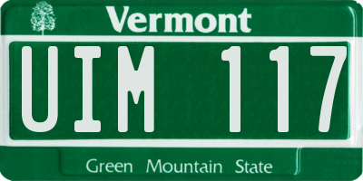 VT license plate UIM117