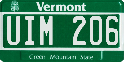 VT license plate UIM206