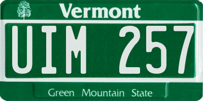VT license plate UIM257
