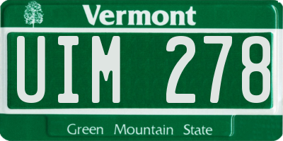 VT license plate UIM278