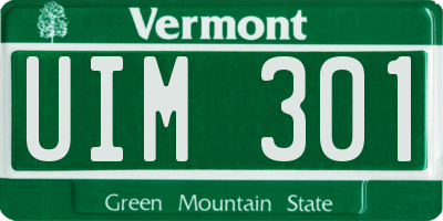 VT license plate UIM301