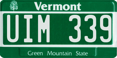 VT license plate UIM339