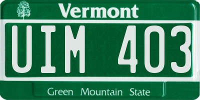 VT license plate UIM403