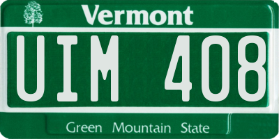 VT license plate UIM408