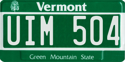 VT license plate UIM504