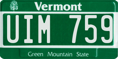 VT license plate UIM759