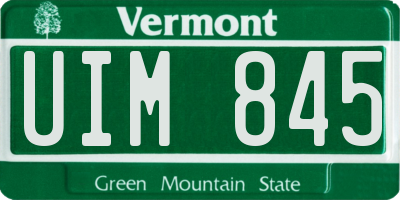 VT license plate UIM845