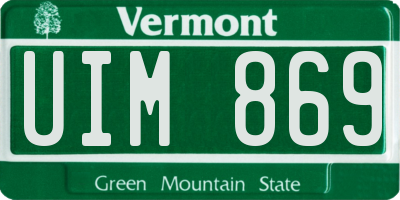 VT license plate UIM869