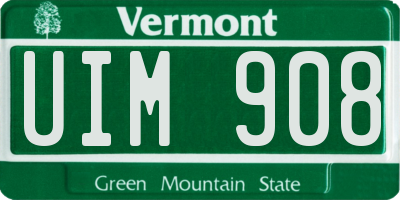 VT license plate UIM908