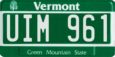 VT license plate UIM961