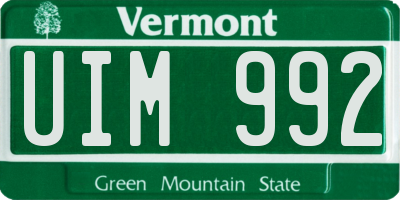 VT license plate UIM992
