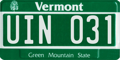 VT license plate UIN031
