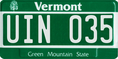 VT license plate UIN035