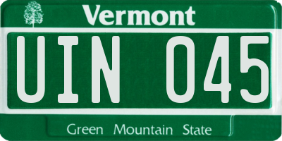 VT license plate UIN045