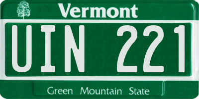 VT license plate UIN221