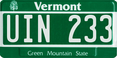 VT license plate UIN233