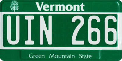 VT license plate UIN266